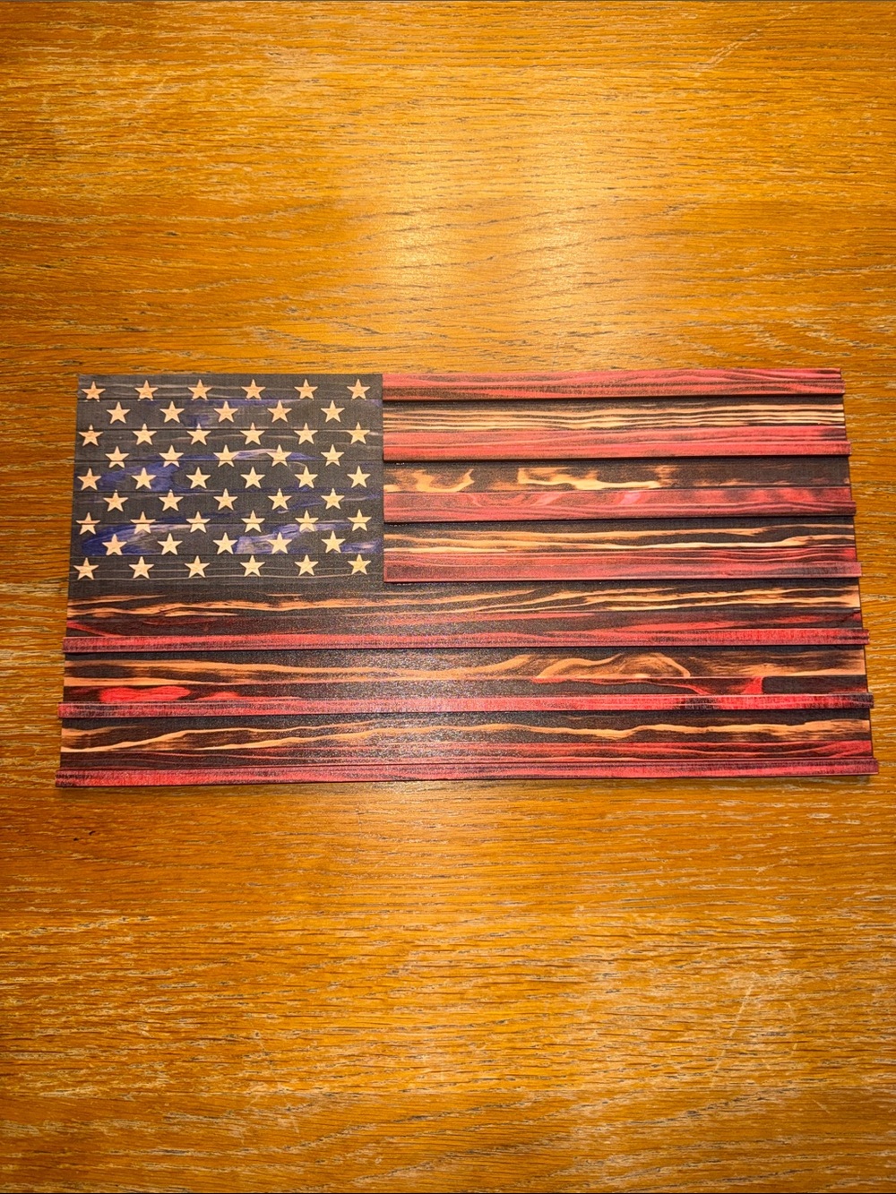 Handcrafted Wooden American Flag Wall Plaque/Coin Holder